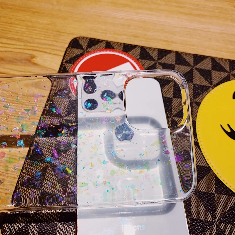 Блестящий голографический прозрачный мягкий силиконовый чехол из ТПУ с золотыми