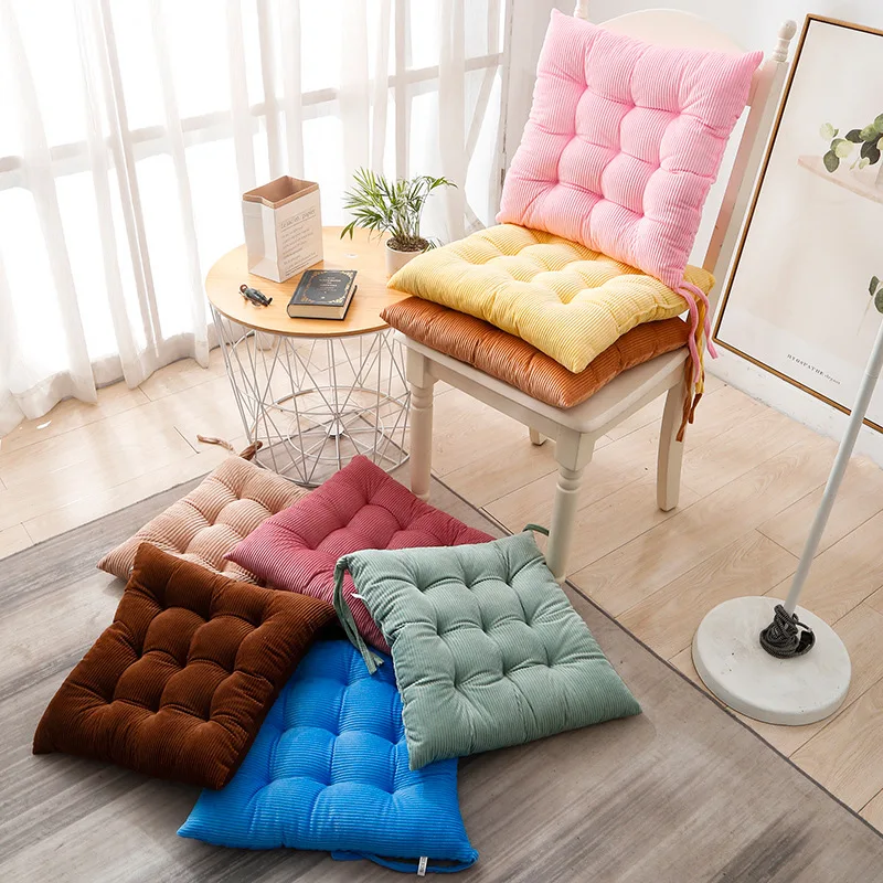 

40x40cm Corduroy Soft Straps Thickened Cushion Sofa Office Student Seat Car Seat Solid Color Floor Tatami Mat Chair Cushion