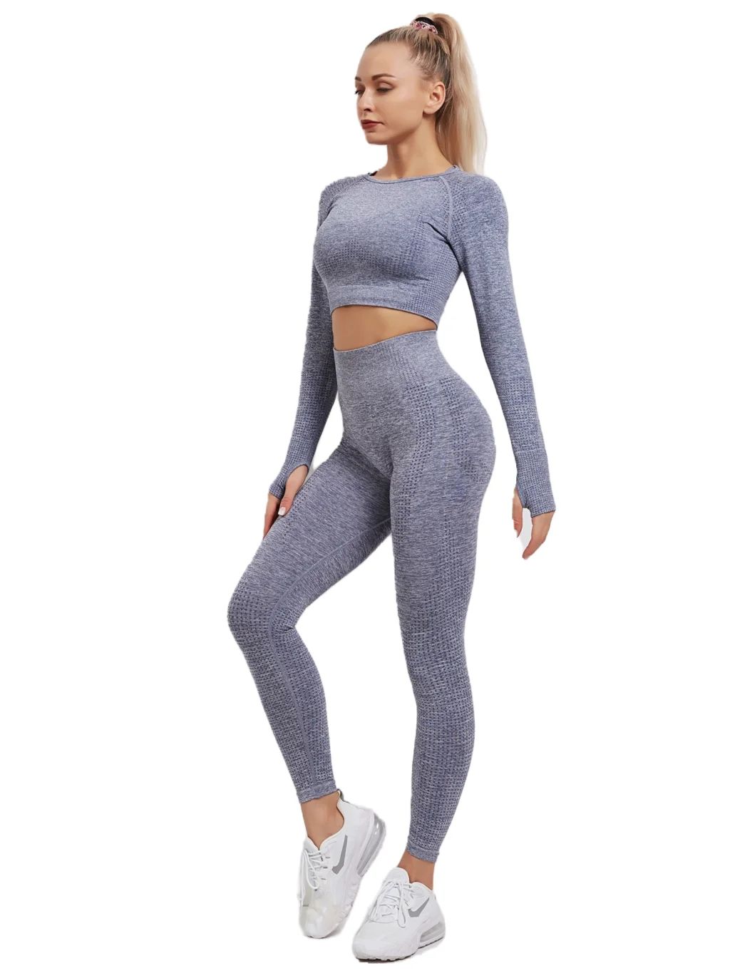 Спортивные рубашки из 2 предметов короткий топ бесшовные леггинсы спортивный