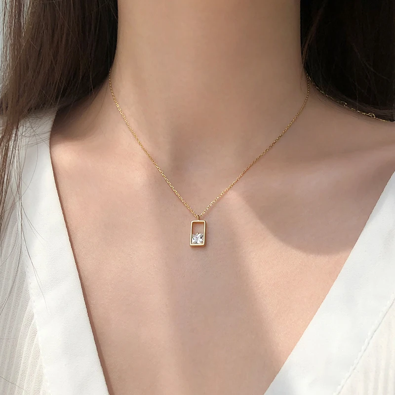 

Trendy 925 Sterling Silver Choker Luxury Zircon Clavicle Chain Piece Shiny CZ Pendant Necklaces Women Wedding Gift Fine Jewelry