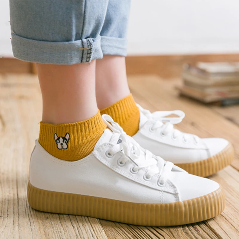 3 пары женские хлопковые носки с вышивкой|Носки| |