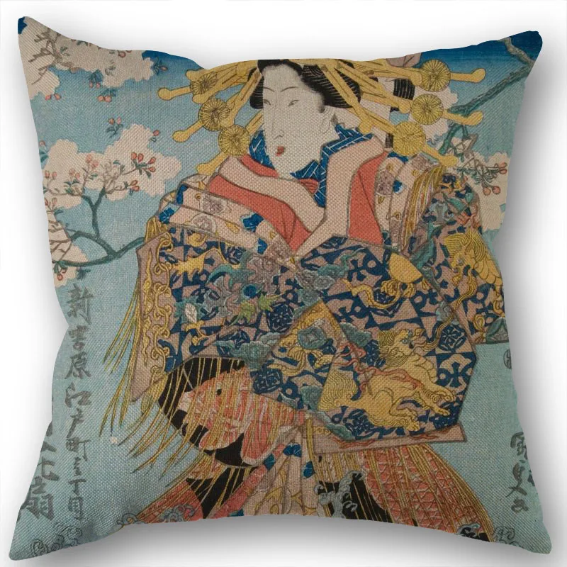 

Пользовательская наволочка Ukiyo-e, Свадебная Женская подушка, домашняя наволочка 45x45 (одна сторона)