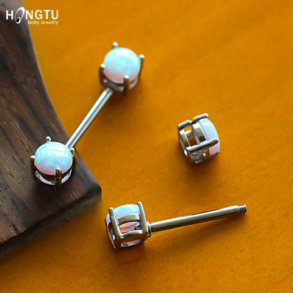 HONGTU 1 пара опал драгоценный камень штанга для сосков пирсинг завитка пикантные