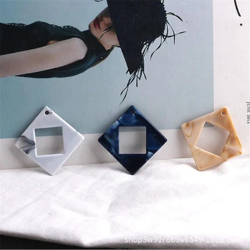 

10pcs/lot Acrylic /Resin Hollow square Charms for Stud Earring earrings Accessories Earring parts Jewelry Findings making