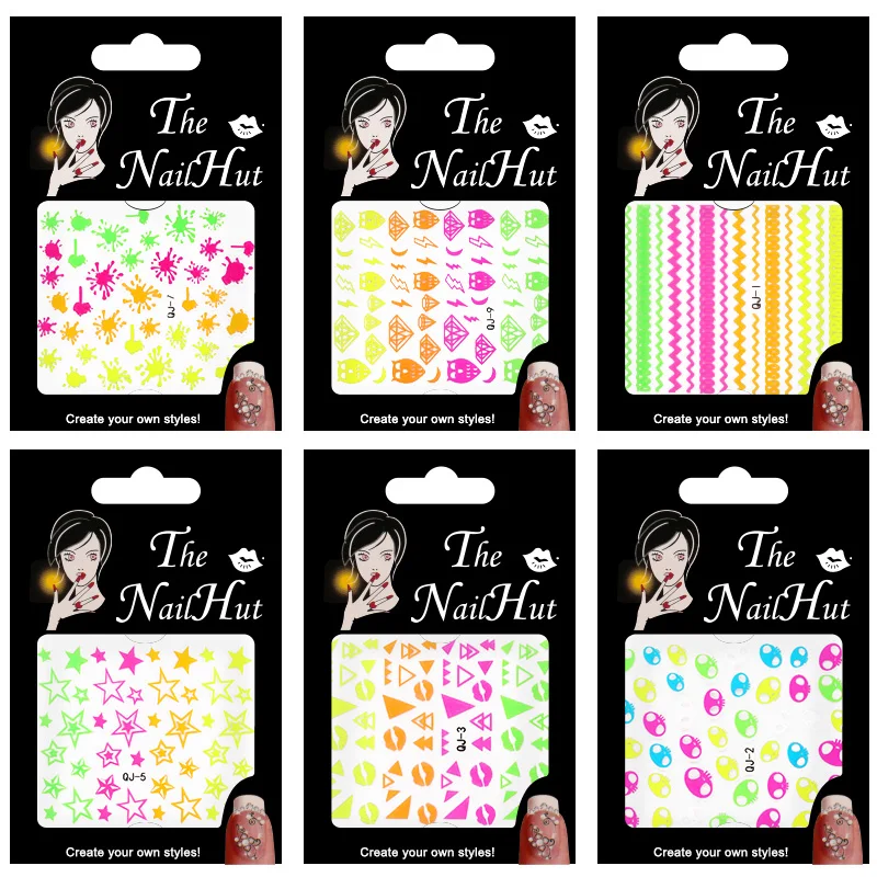 6 шт. блестящие светящиеся наклейки для ногтей флуоресцентный ноготь неоновые