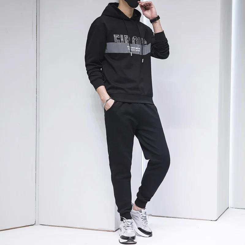 Мужской спортивный костюм из двух предметов повседневный в стиле пэчворк с