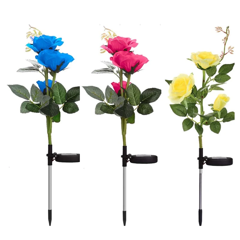 3 шт. Солнечный свет открытый цветок розы светодиодный светильник для сада патио