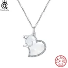 ORSA JEWELS подлинное Стерлинговое Серебро 925 пробы Подлинная натуральная ракушка подвеска в виде кота уникальное ожерелье в форме сердца для женщин и девушек GMN13