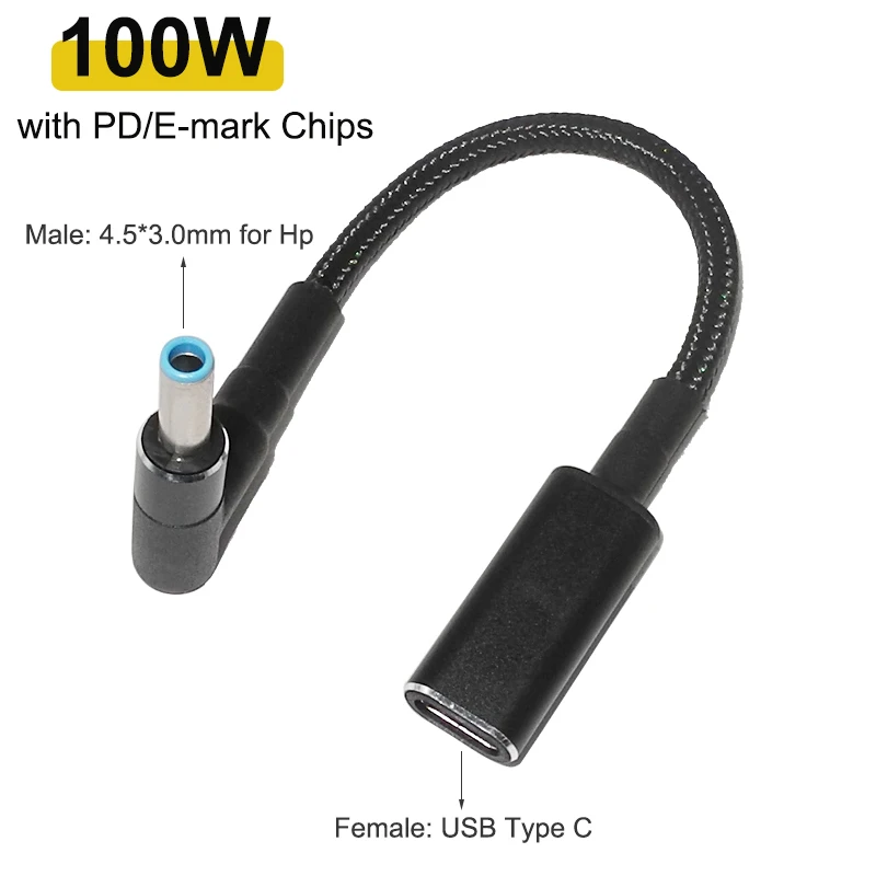100W Тип USB C быстрой зарядки Кабеля до 4 5x3 0 мм Подключите конвертер постоянного