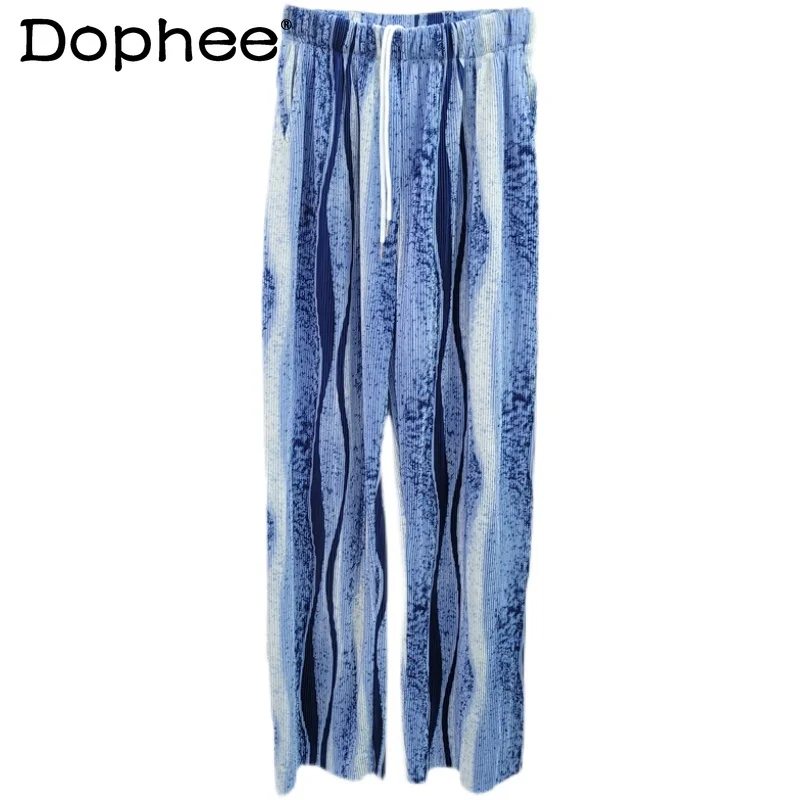 

Новинка весна-лето длинные брюки универсальные плиссированные брюки в стиле ретро широкие повседневные брюки для женщин прямые свободные ...