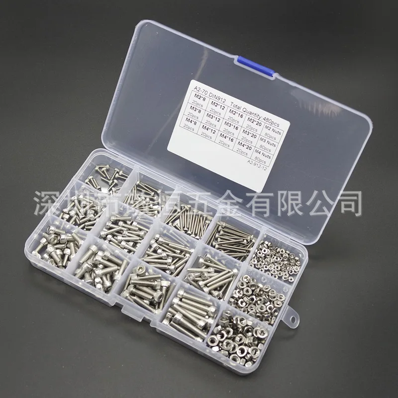 480 шт. шестигранные винты с гайкой из нержавеющей стали|Наборы гаек и болтов| |