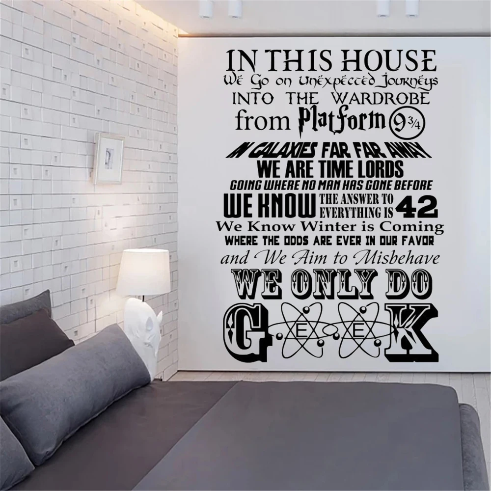 

In This House We Only Do Geek Quotes Wall Decals Removable Poster Vinyl Bedroom Livingroom Decoration Stickers Mural DW21063