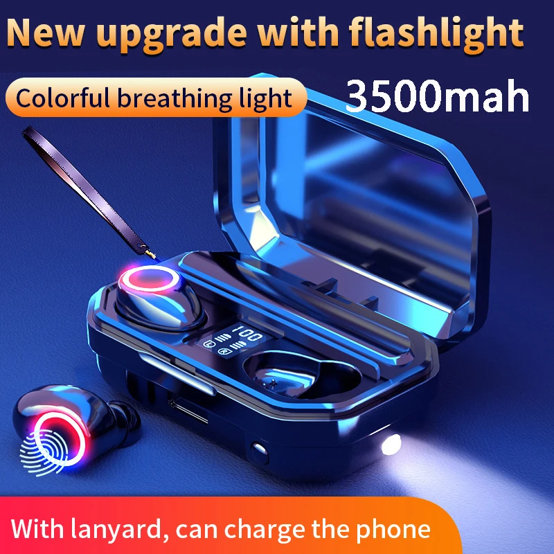 

Camaroca 3500mAh Wireless Headphones Touch Control Bluetooth 5.0 Earphones TWS Sport Headset Noise Cancel LED Display Waterproof