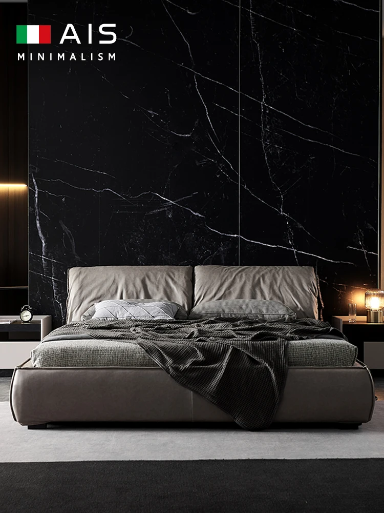 

2021 New Nano No-wash Technology Fabric Master Bedroom Light Luxury Italian Minimalist Bed