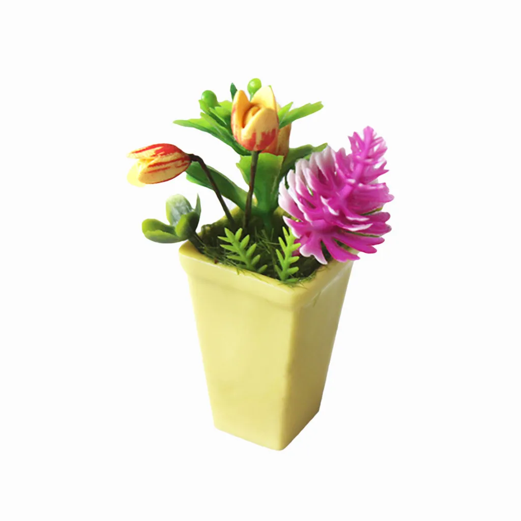 1:12 Кукольный домик мини Поддельные Изысканный зеленый растение Горшечное