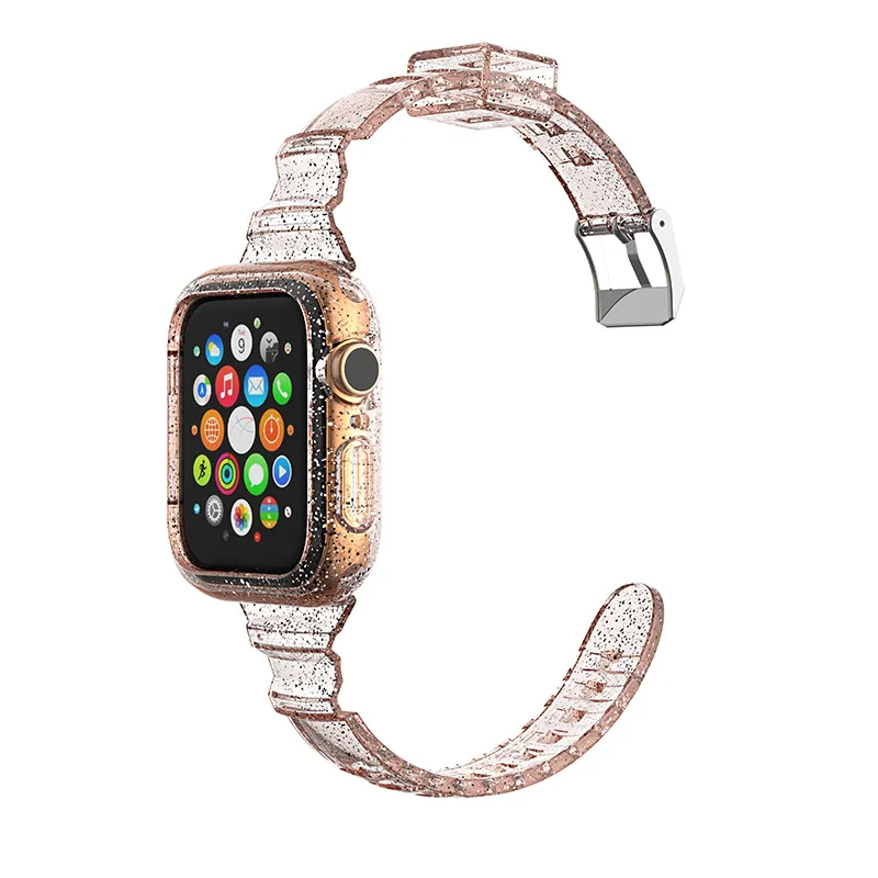 Ремешок с чехол для Apple Watch ремешок 42 мм 38 Версия 44 40 Спортивные блеск мягкий