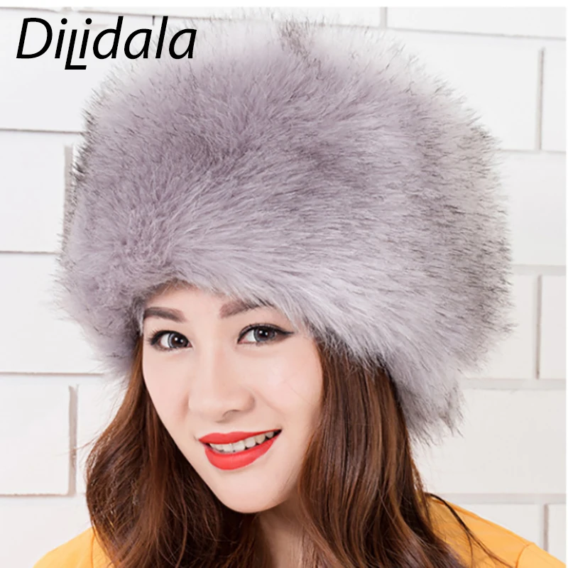 Dilidala Новая женская зимняя шапка для женщин, Высококачественная шапка из искусственного меха лисы, теплая Модная шапка, зимние шапки для женщин