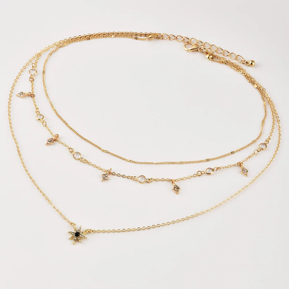 

Krasivaya Gold Colour 3 Line Necklace For Girls