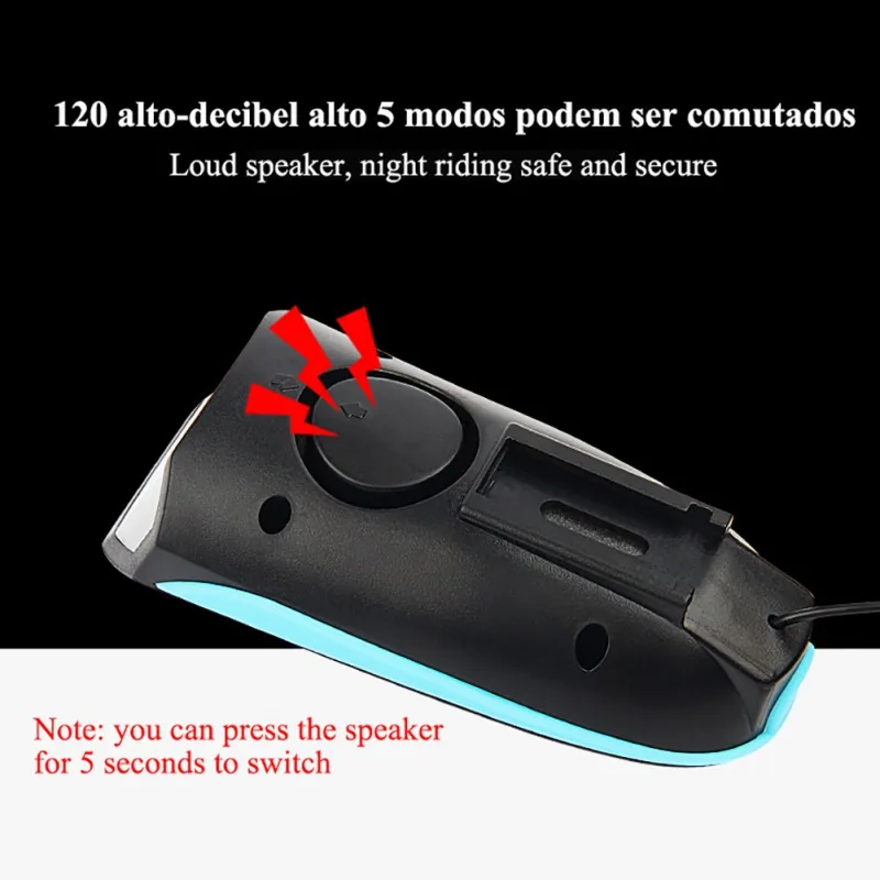 

New 2021 Mountain Bike Lights USB Rechargeable Single Bicycle Horn Headlights Night Riding Flashlight Cycling Safety Accessories