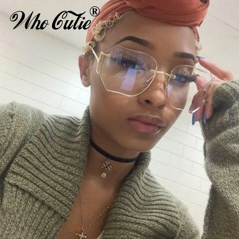 Солнцезащитные очки WHO CUTIE оверсайз без оправы женские брендовые дизайнерские