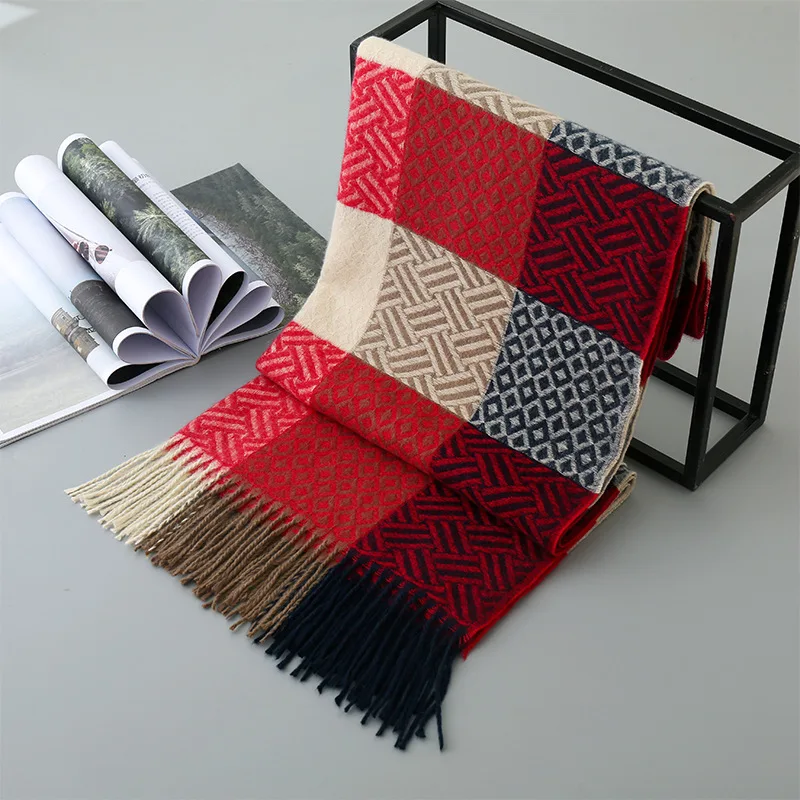 

New tassel water line geometric Stripe Scarf for men women in autumn winter 2020 Imitation cashmere scarf fashionable warm shawl