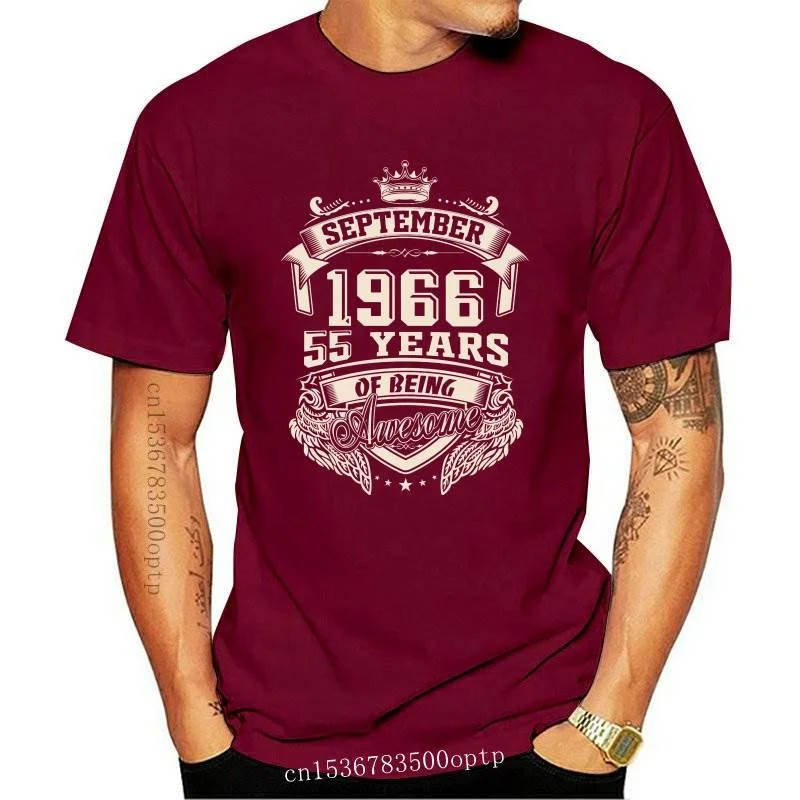 

New Born In September 1966 55 Years Of Being Awesome T Shirt Big Size O-neck Cotton Short Sleeve Tshirt