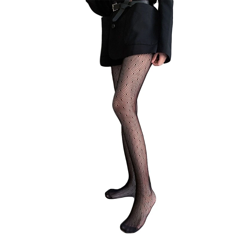 

Women High Waist Hollow Out Mesh Tights Starry Sky Honeycomb Fishnet Jacquard Pantyhose Sexy See-Through Stockings