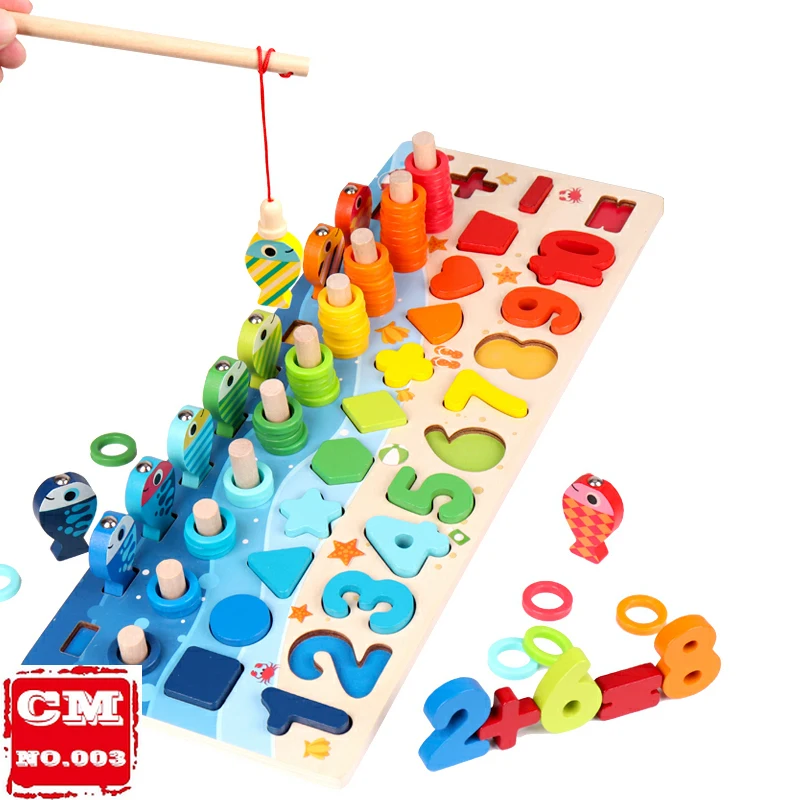 

Hot Early Educational Magnetic Wooden Toy Montessori Learning Fishing Geometric Shape Cognition Aids Math Toys for Children Gift