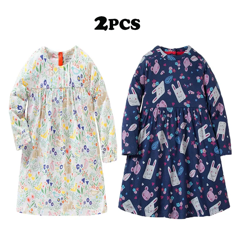 Jumping New Brand Long Sleeve Dresses Floral 100% Cotton Baby Clothes for Autumn Winter Girl Party Birthday Gift Costume | Детская