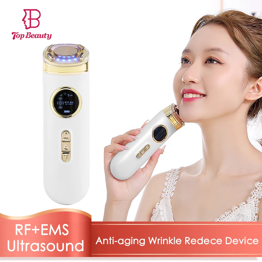 RF Radio Frequency EMS Facial Massager with 3colors Photon Light Therapy Ultrasound Tighten Skin Wrinkle Reduce Visage Face Lift