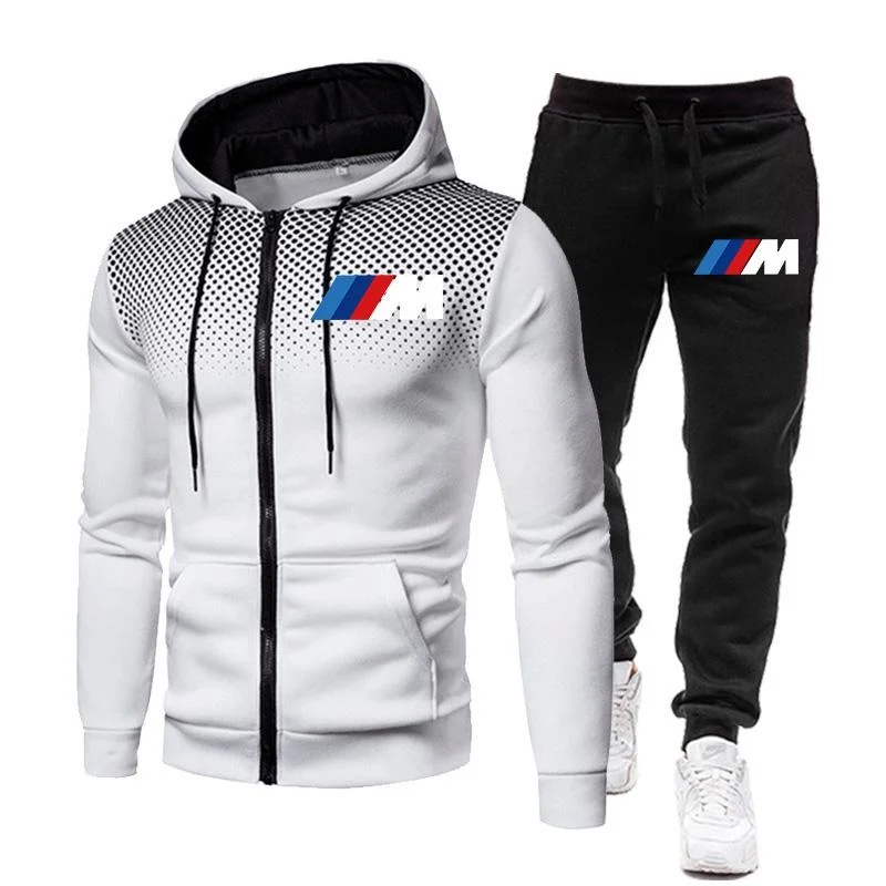 

New bmw men's football sets with hoodie zipper pants two casual pieces men's training sports clothes gymnasium sweat suits