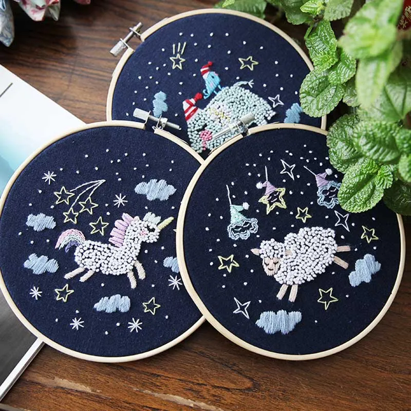 Простой сделай сам мультфильм вышивка с кольцом для начинающих рукоделие