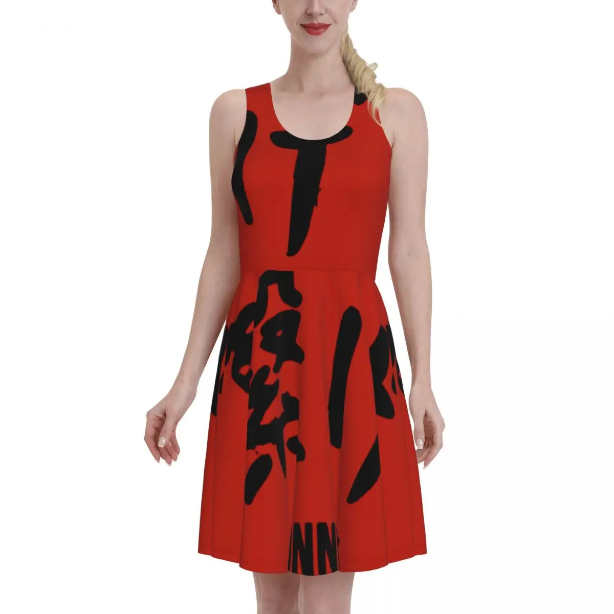 

Summer 2021 Nekoma Haikyuu Women Dress Sexy O Neck Anime Manga Kawaii Print Beach Dress Sleeveless Mini Dress