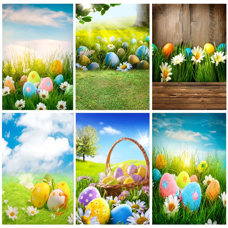 

Easter Eggs Photography Backdrops For Photo Studio Props Spring Flowers Meadow Child Baby Portrait Photo Backdrops 1911 CXZM-10