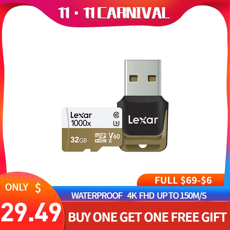 Lexar 1000x Micro SD 32 ГБ 64 и 128 Гб Class 10 150 МБ/с. tf чтения карт памяти для Drone спортивные