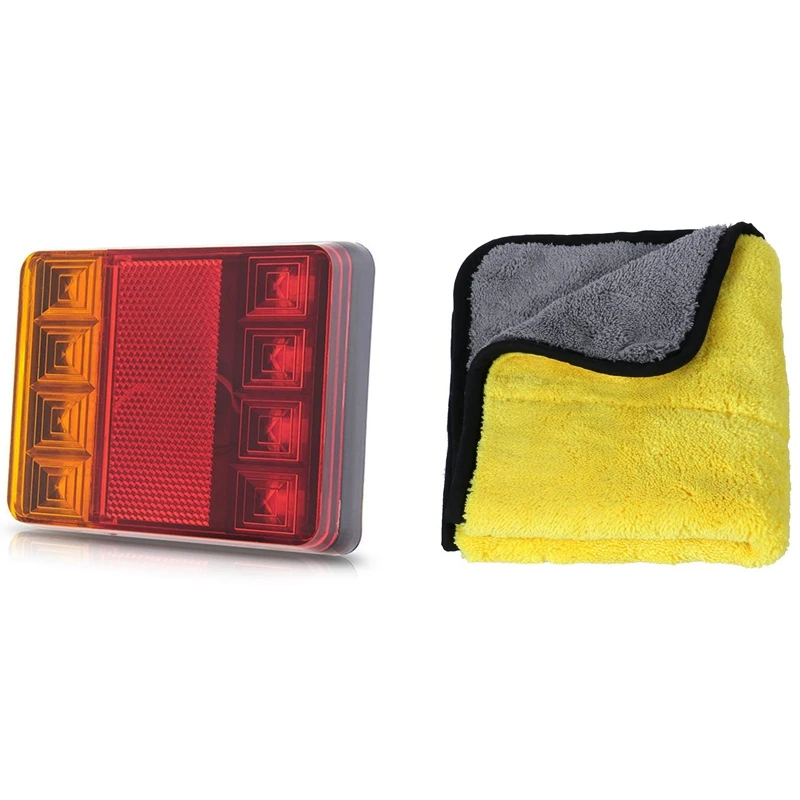 

8 LED DC12V Waterproof Taillights Rear Tail Light with Ultra Soft Coral Velvet Car Cleaning Cloth