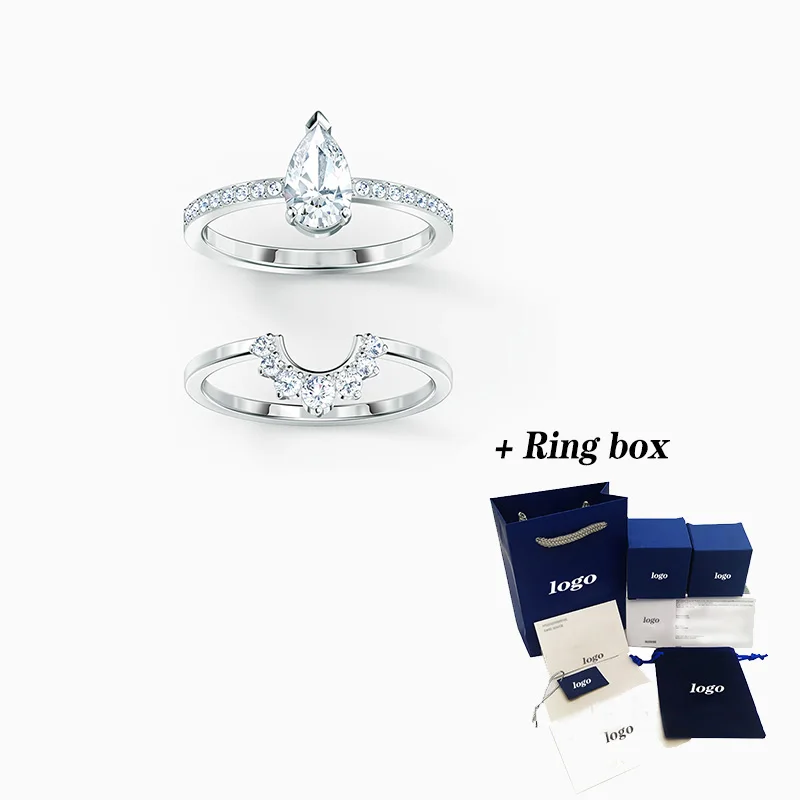 Модный новый набор колец SWA в форме груши Очаровательное украшение из белого