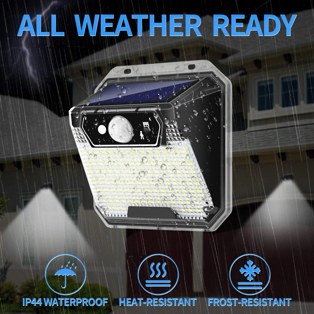 

Solar Lights Outdoor Motion Sensor, WhitePoplar 148 LEDs Solar Lights Outdoor Waterproof LED Security with 3 Modes Wireless