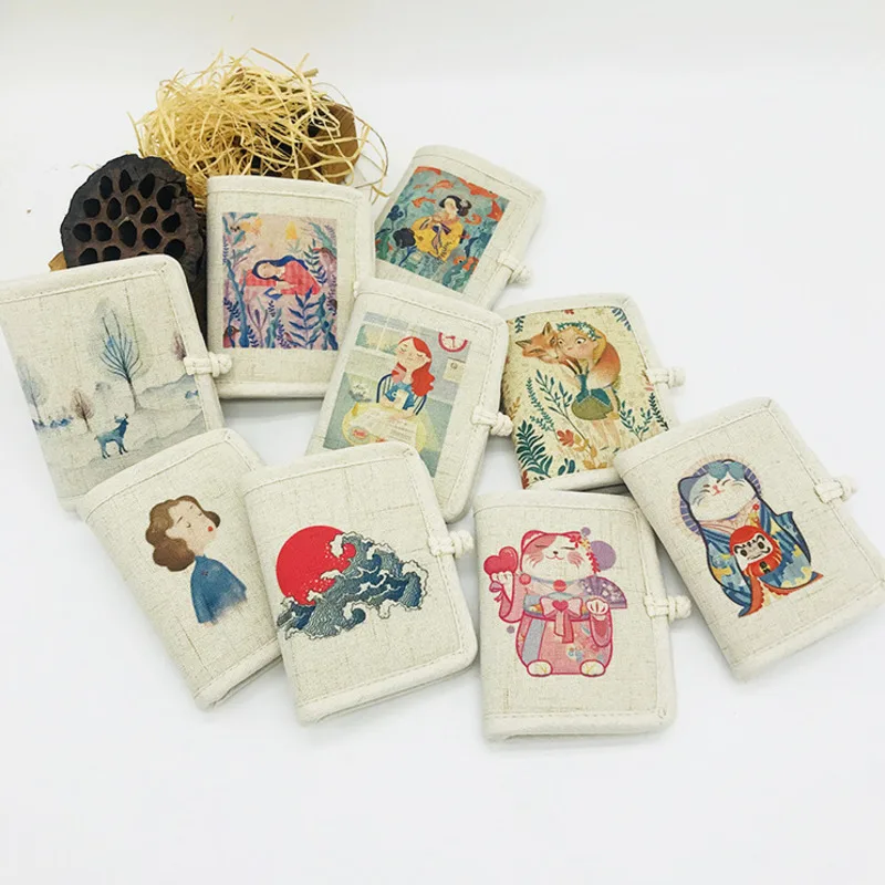 Унисекс японский стиль льняная ID держатель для Карт RFID блок сплошной цвет ультра