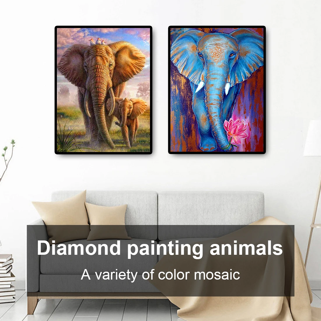 

5D DIY Diamond Painting Elephant Full Square Diamond Embroidery Animals Mosaic Rhinestone Pictures Home Decoration Art 2021 New