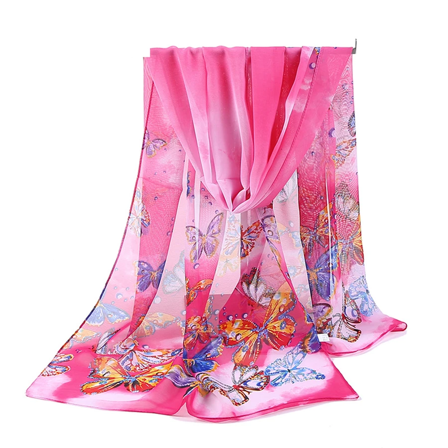 

Animal Simulation Silk Scarf Women Chiffon Scarves middle long Shawl Female Spring Summer Literary Print Beach Wrap Wholesale