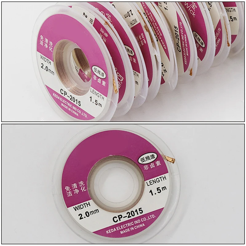 

Solder Wire Desoldering Braid Welding Remover Wick Wire Lead Cord Flux BGA Repair Tool 1.5/2/2.5/3/3.5mm Width 1.5M Length