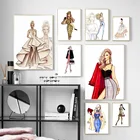 Парижская мода для девочек, на заказ, платье, ручная сумка, настенная живопись, холст, скандинавские постеры и принты, настенные картины для декора гостиной