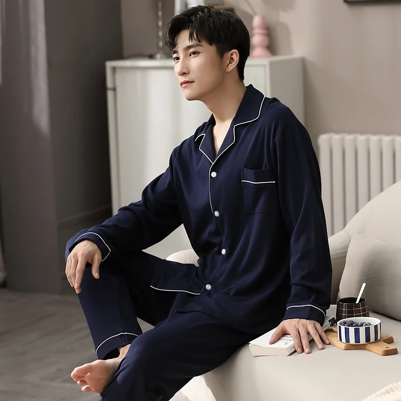 

Winter 100% Cotton Pijama for Men Dormir Lounge Sleepwear Pyjamas Gray Bedgown Home Clothes Man's PJs Cotton Pajamas Bedroom Set
