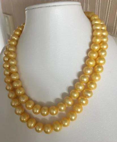 

“Natural AAA++8-9Mm South Sea Golden Pearl Necklace 36inch”