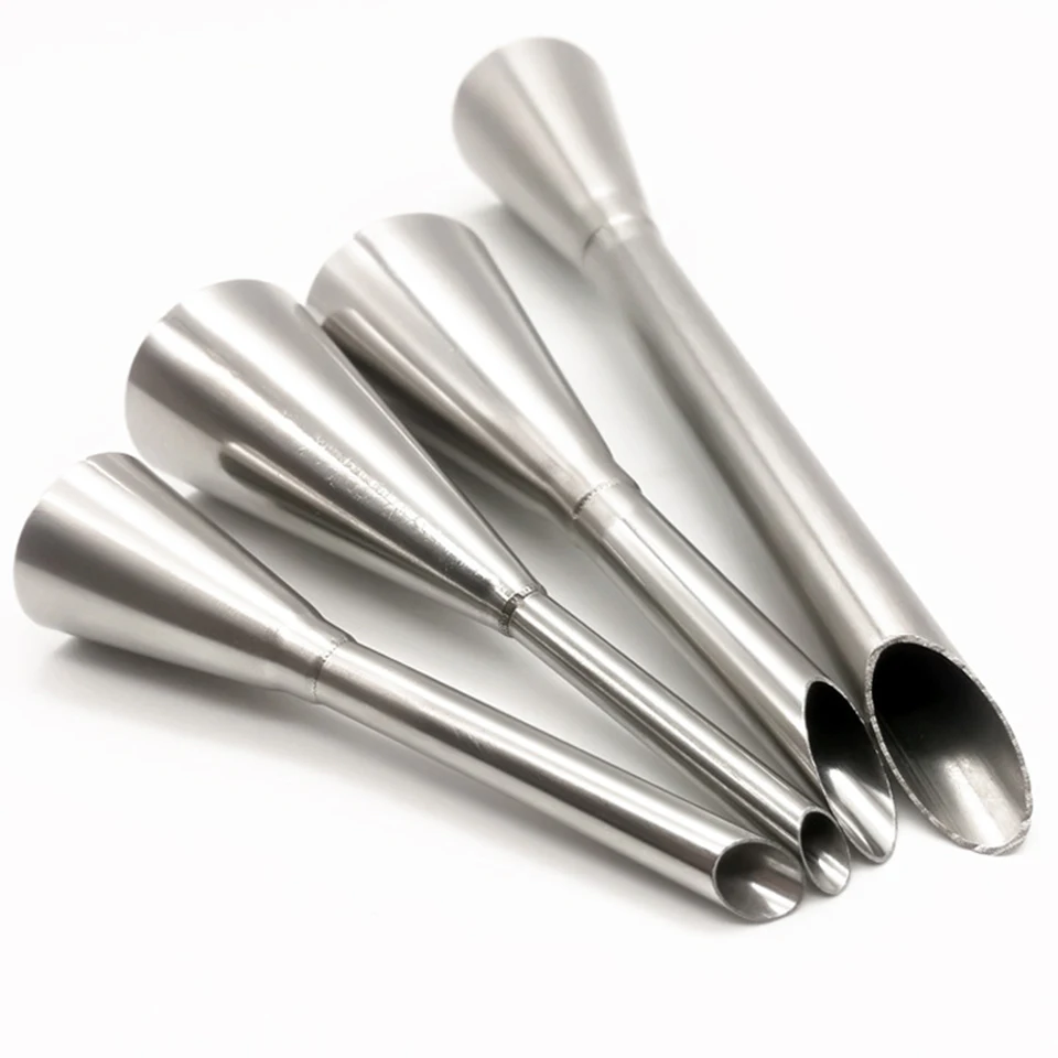 4 Pcs Stainless Steel Pointed Eclair Puff Nozzle Cupcake Filling Tubes Cake Cream Confectionery Icing Piping Tip Kit Sets | Дом и сад