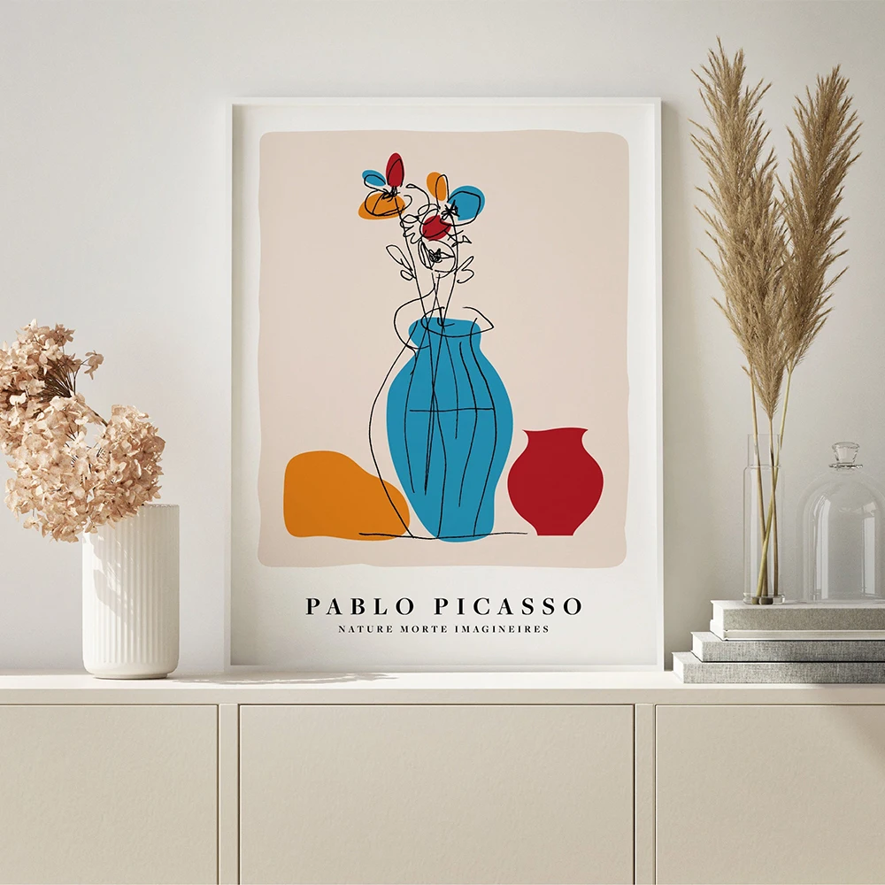 Красочная абстрактная плакаты-портреты и принты Цветочная линия холст живопись