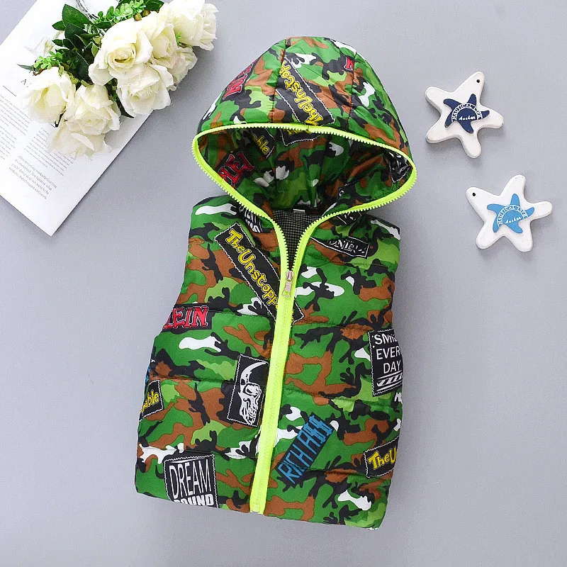 

Dulce Amor Kids Winter Clothes Baby Boy Girl Camouflage Vest Children Warm Thicken Hooded Jacket Coat Toddler Outerwear