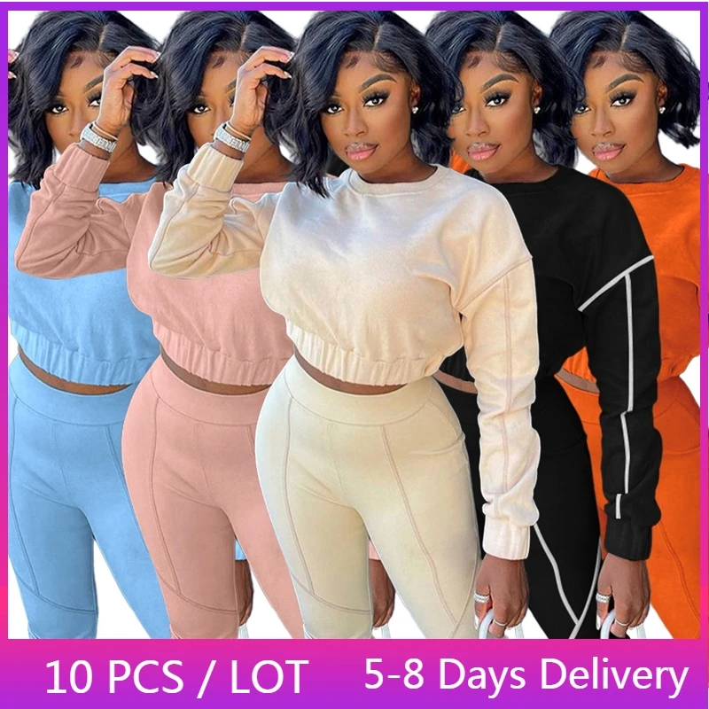 

Оптовая продажа, плотные теплые спортивные костюмы для женщин, зимняя одежда, спортивная одежда, однотонный спортивный костюм, женский комплект из свитшота и спортивных брюк