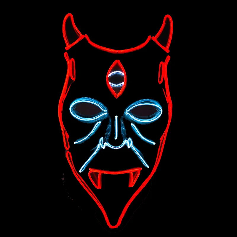 

Glowing Vampire LED Mask Cosplay Three Eyes Monster Horror Costume Accessories EL Wire Devil Mask For Halloween Party